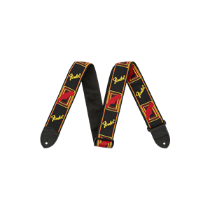 Axelband Fender Monogrammed 2" Strap, Blk/Yellow/Red