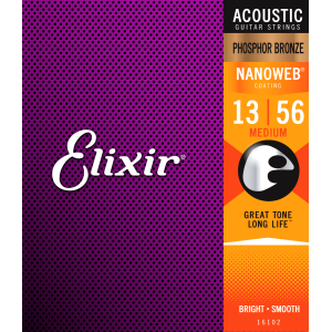 Stålsträngar Elixir 16102 Acoustic Phosphor Bronze NANOWEB 013-056