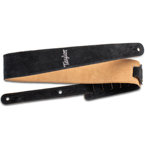 Taylor Strap, Embroidered Suede, Black, 2.5"