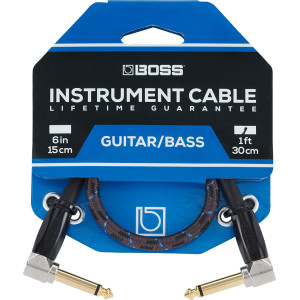 Boss BIC-3AA 3FT / 1M INSTRUMENT CABLE, ANGLED/ANGLED 1/4" JACK